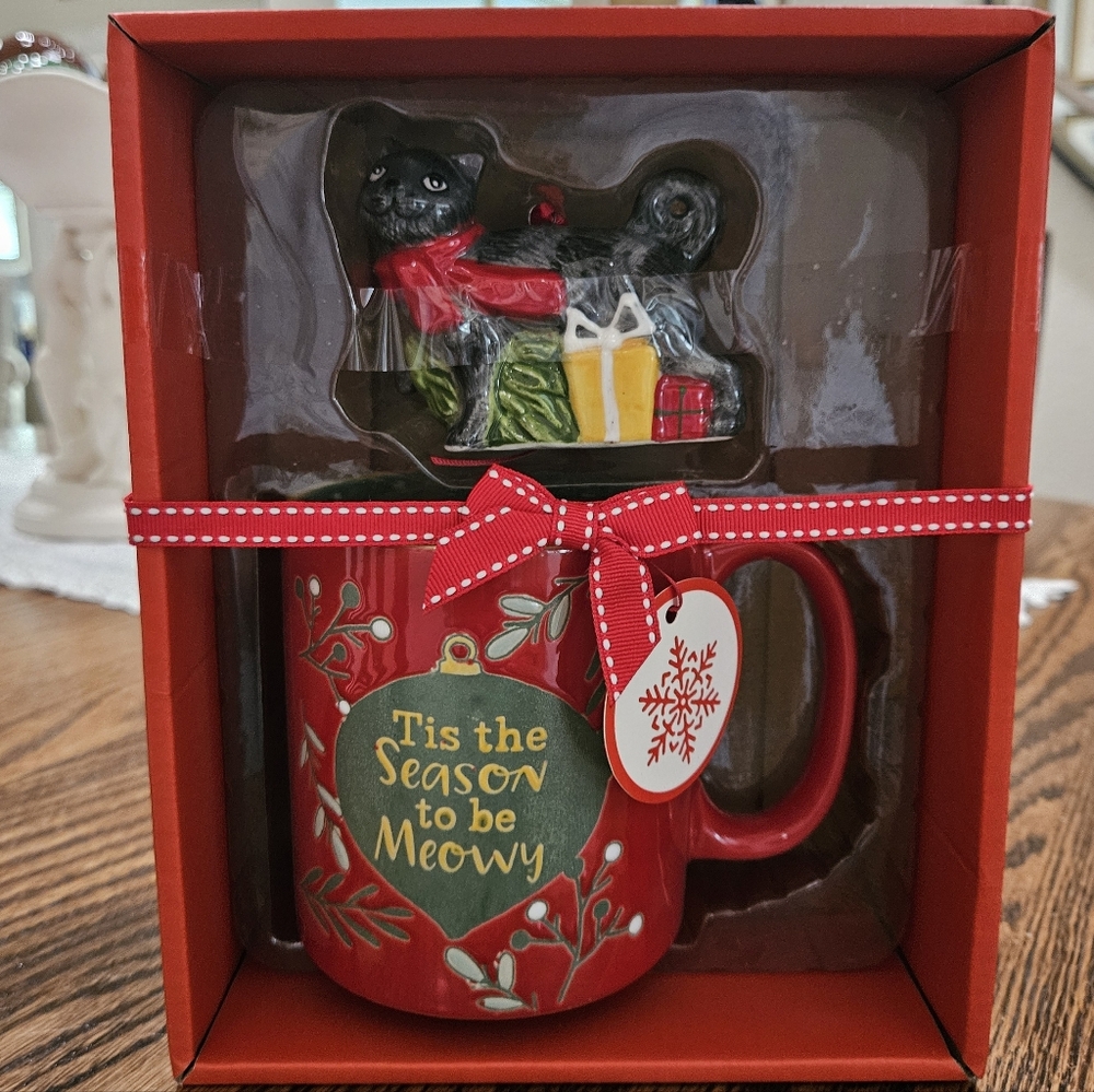 'Tis the Season to be MEOWY Cat Mug and ornament GIFT